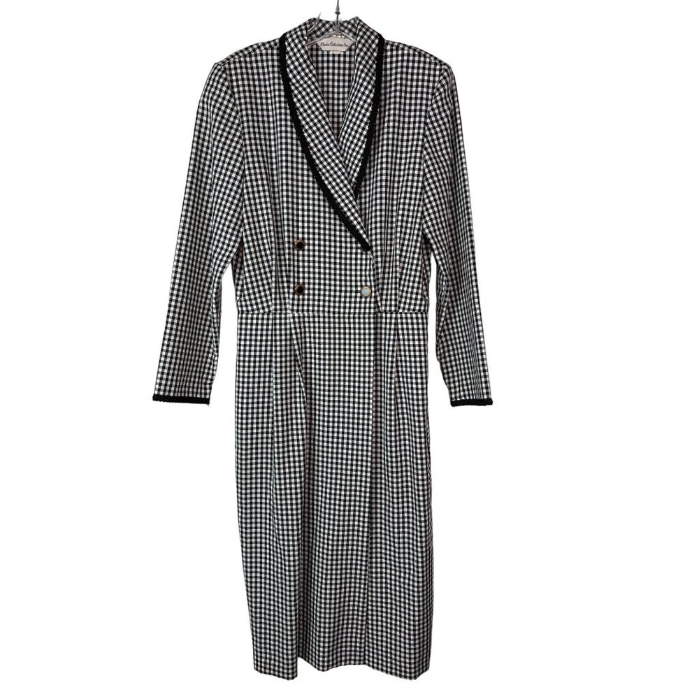 Vintage Rhodes Collection Inc. Black White Plaid Checkers Dress